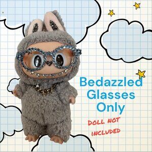 Bedazzled Rhinestone Embellished Glasses for your Labubu - Blue